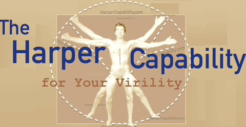 animated image of erection coach in Vitruvian man style with a V covering his modesty.