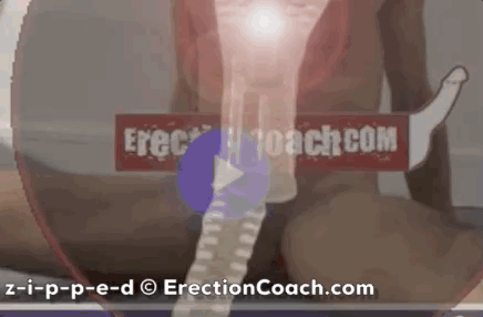 gif shows hands free erect on demand obscured with logo penis shadow shows what is happening